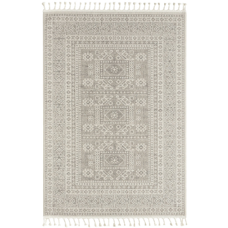 Tapis abstrait beige et brun, Rectangle 5 pi 3 po x 7 pi 6 po