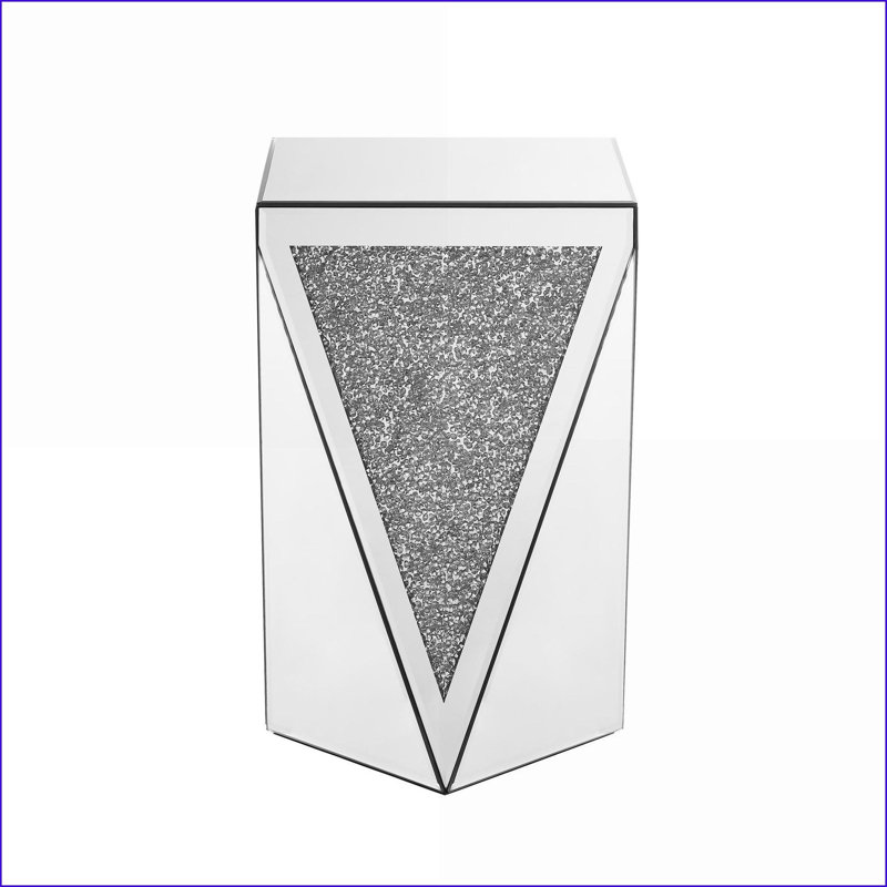 Table basse inversée à miroir triangulaire argenté, peu encombrante Facile à nettoyer pour le salon / la chambre à coucher