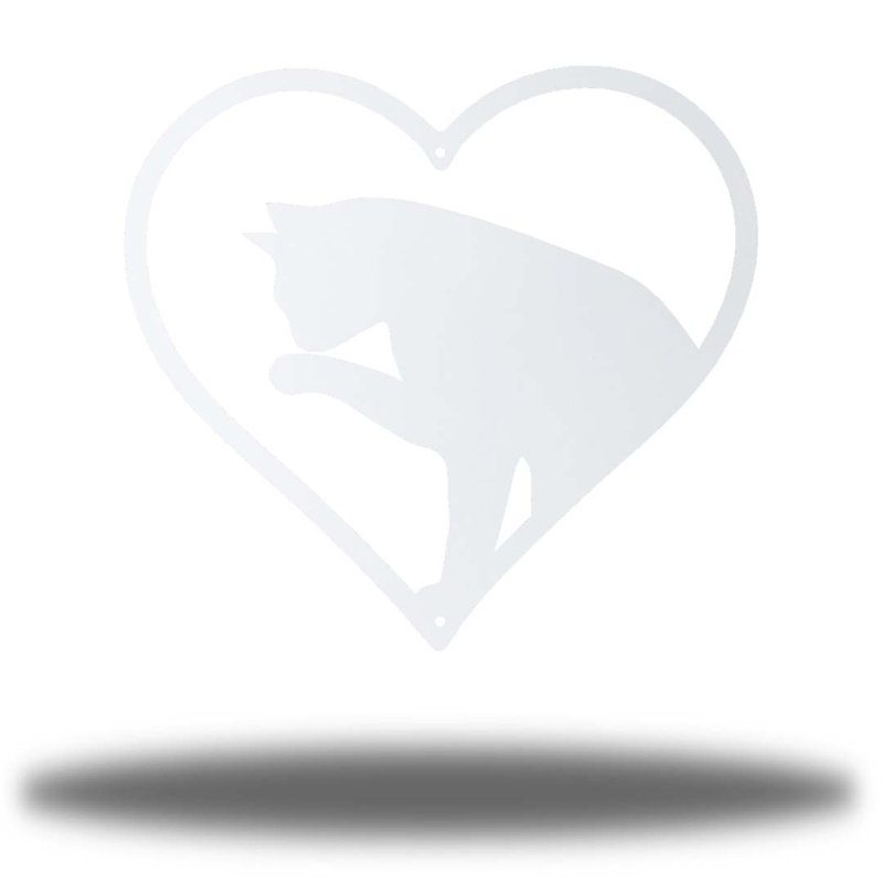 Décoration murale chat en métal, H 12 po x l 12 po x P 0,06 po, Rose