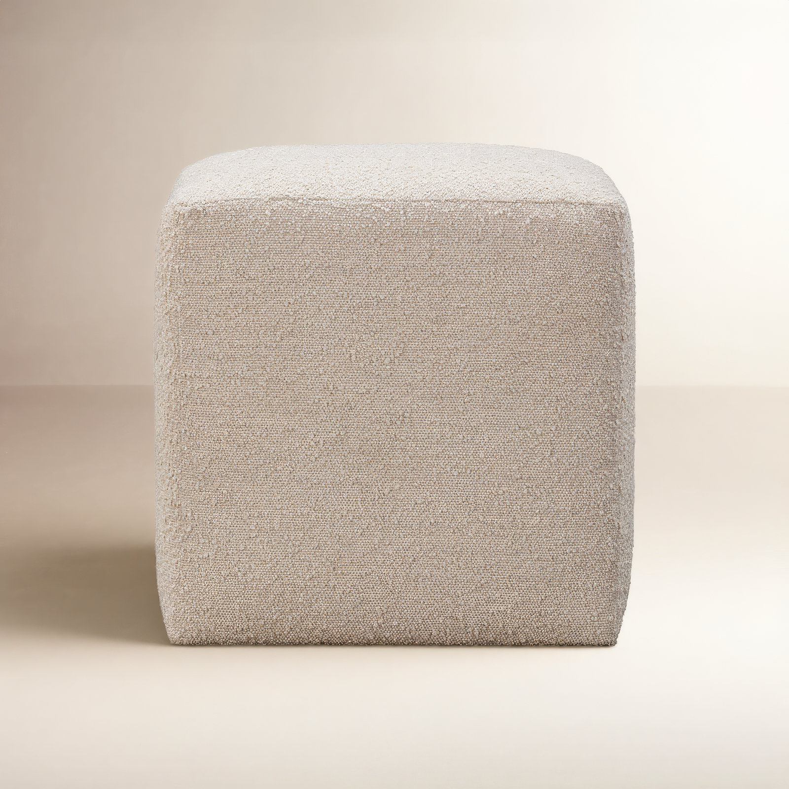 Morenci 18" Square Upholstered Ottoman, Dune Bouclé
