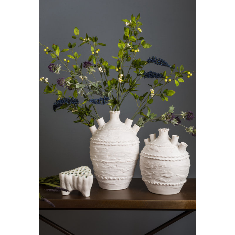 Vase de table tulipiere en grès etna, Blanc