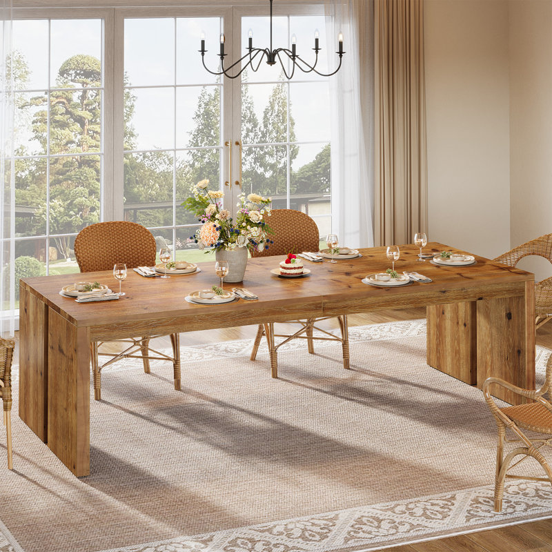 78.7" Solid Wood Dining Table, Farmhouse Kitchen Table for 6-8 People
