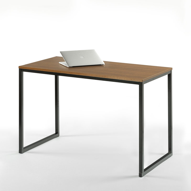 Santrell Metal Base Writing Desk, Brown/Black, 29" H x 47" W x 24" D