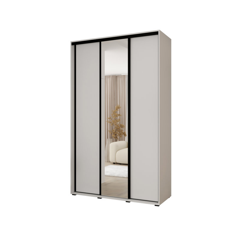 2 Door Laminate Wardrobe, White, 235cm H x 150cm W x 60cm D