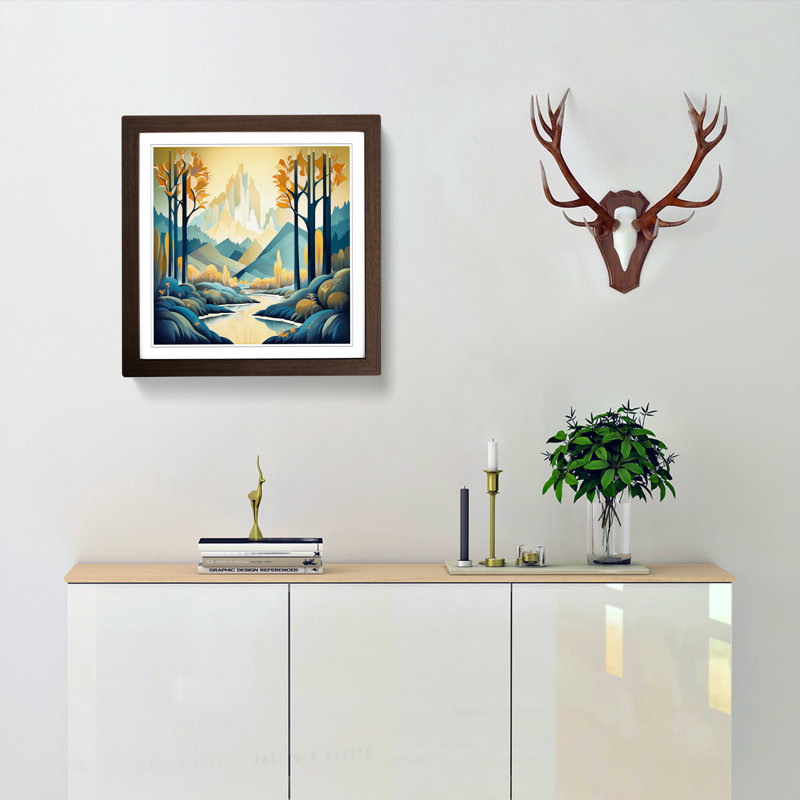 Landscape Deco No.4 - Framed Print, Walnut