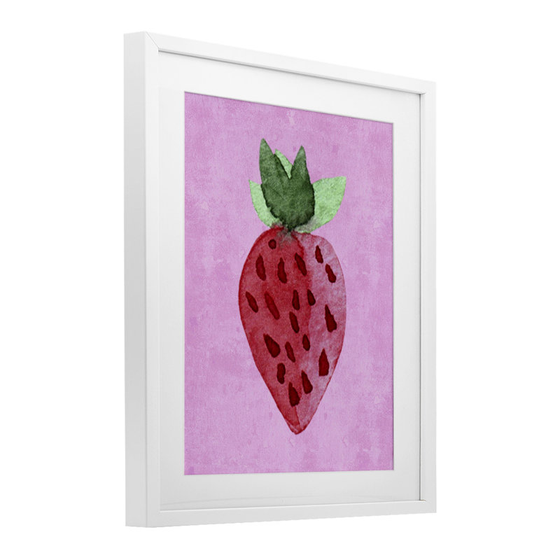«Bright Speckled Strawberry», reproduction sous verre encadrée, design par Camila Juncos, H 16 po x l 13 po