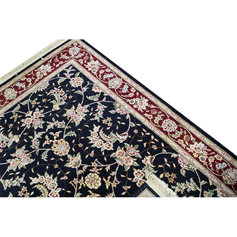 Hand-Knotted High-Quality Black and Wine Area Rug