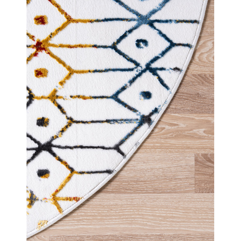 Okemah Geometric Indoor Rug, Round 8'