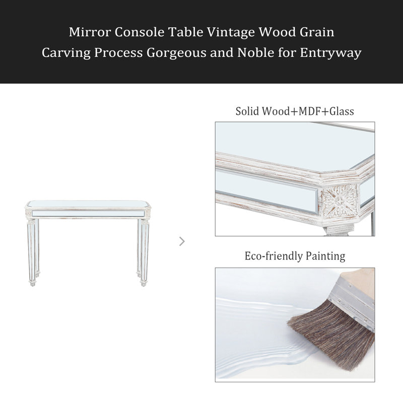 Miroir console console rétro processus de sculpture sur grain de bois magnifique et noble pour le vestibule, la table de canapé, le salon