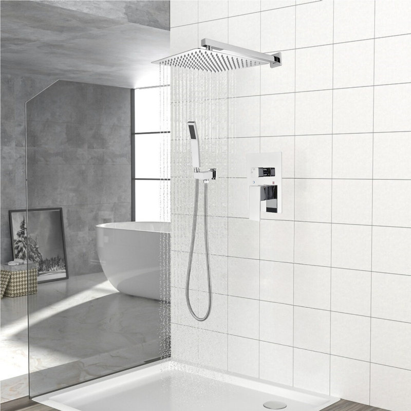 Système de douche à pluie mural moderne avec technologie d'injection d'air, Chrome