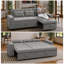 Canapé-lit rembourré avec lit escamotable et chaise longue - Accoudoirs de rangement larges et poches latérales pour le salon, la chambre à coucher ou le bureau personnel-566539130-785648011