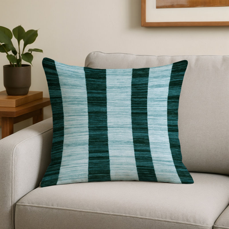 Coussin décoratif intérieur et extérieur ArtDeco, Carré 20 po, Bleu à carreaux 184