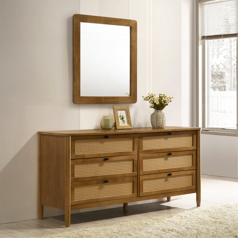 Commode 6 tiroirs avec miroir Vichy