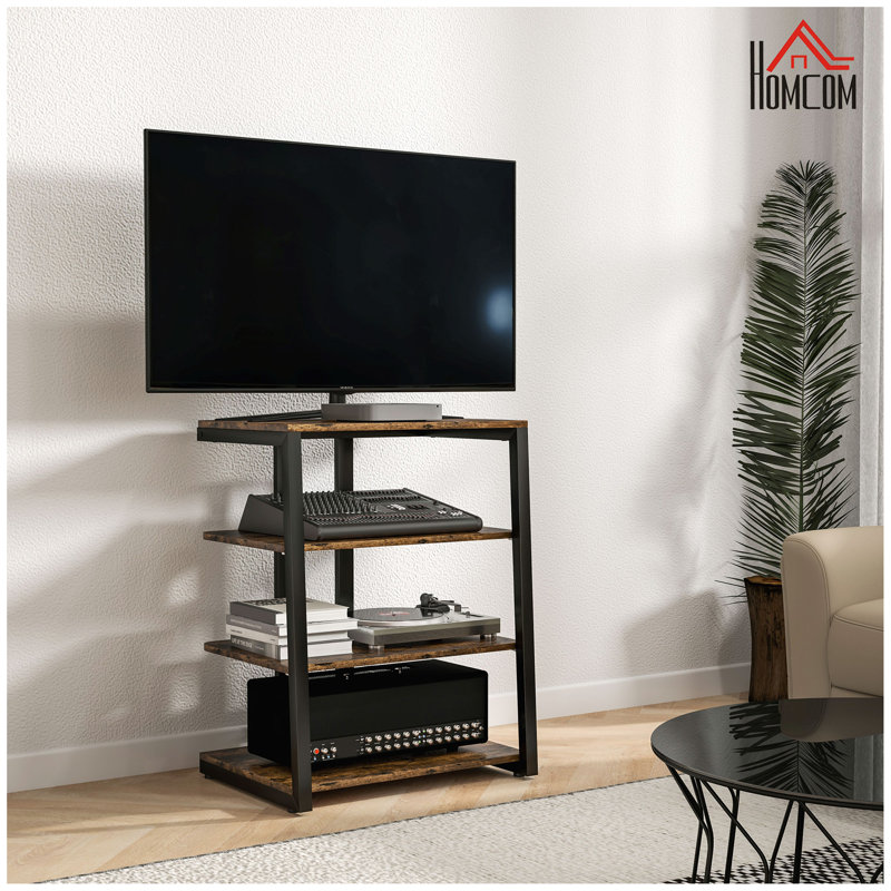 TV Stand for 28 Inch TVs, Entertainment Centre with Adjustable Shelves and Extension Lead Holder, Small TV Table with Storage for Living Room, Rustic Brown