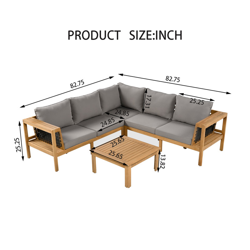 Ensemble de conversation modulaire d'extérieur 4 pièces, Grey