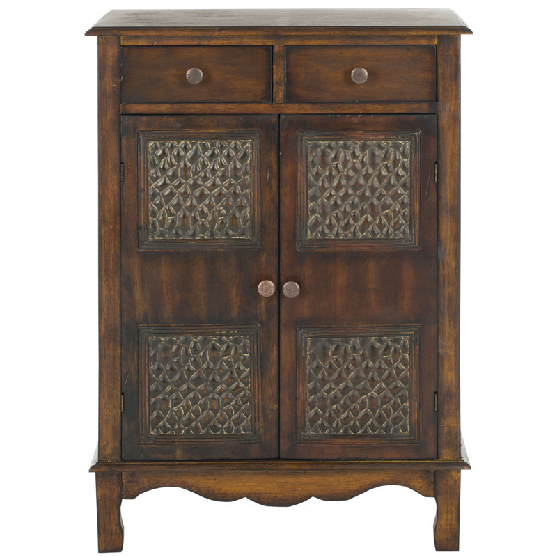 Herbert Dark Brown Solid Birch Accent Cabinet with Brass Knobs