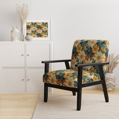 Chaise d'appoint rembourrée Chrysanthemums Mandala