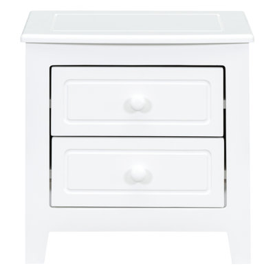Ensemble de 3 chambres: lit plateforme en bois pleine grandeur et deux tables de chevet gracieuses - blanc avec