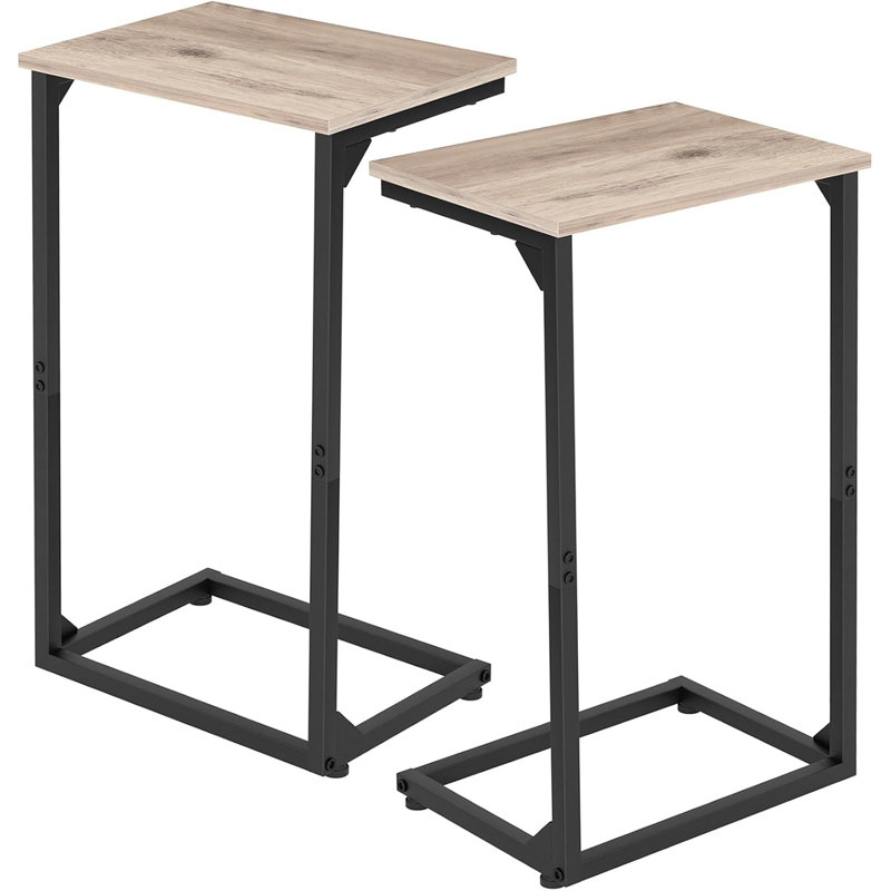 Ensemble de 2 tables de bout en forme de C, tables d'appoint coulissantes sous le canapé, plateaux de télévision pour le salon, la chambre à coucher, les petits espaces, conception robuste et peu encombrante