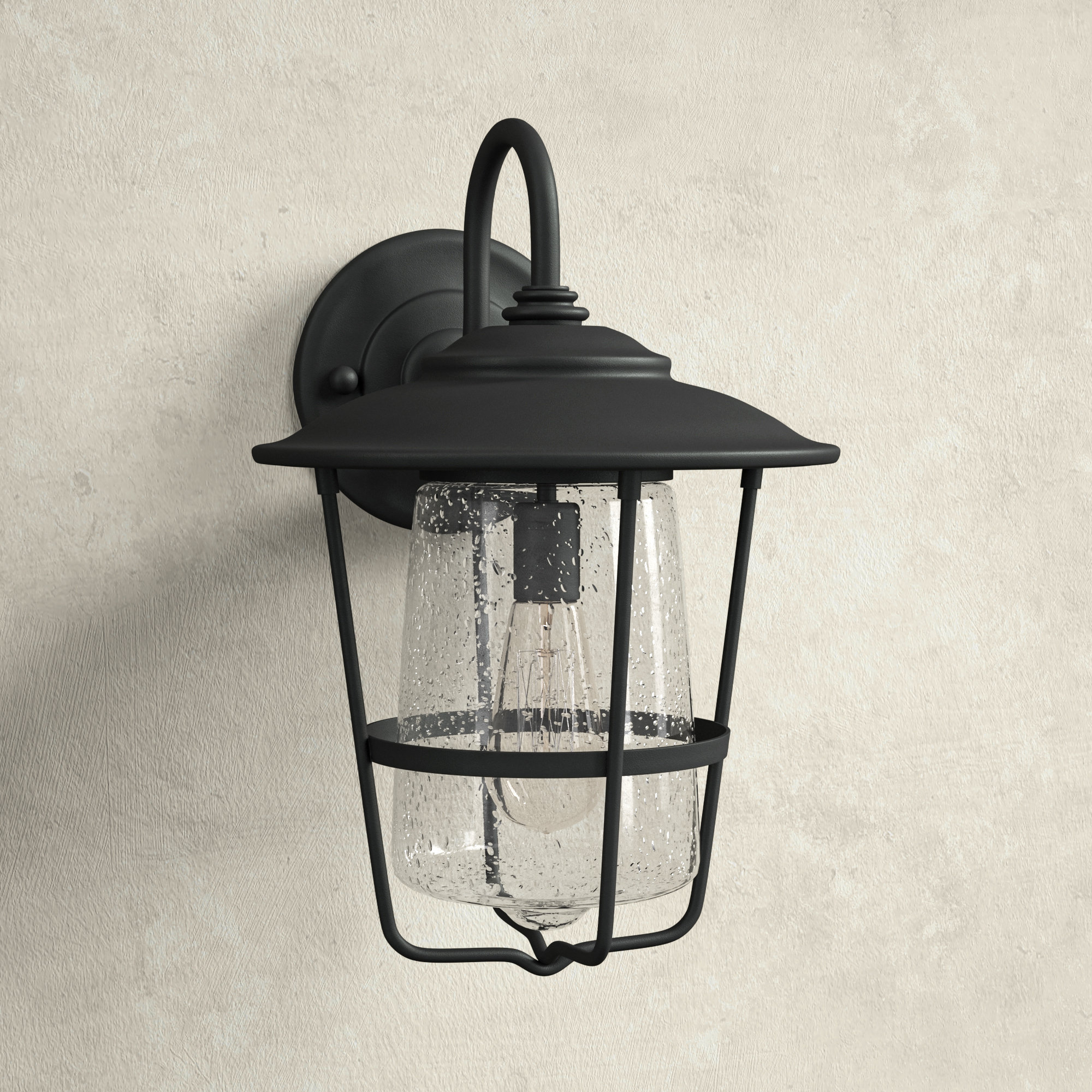 Single Light Empire Outdoor Wall Light, Black, 11"W X 16.25"H X 12"D
