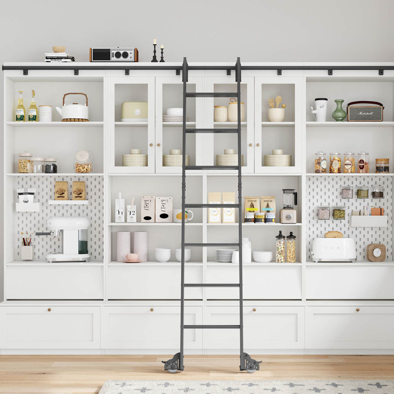 Rolling Library Ladder With 4FT Track Hardware Kit, 8FT, 4FT Track