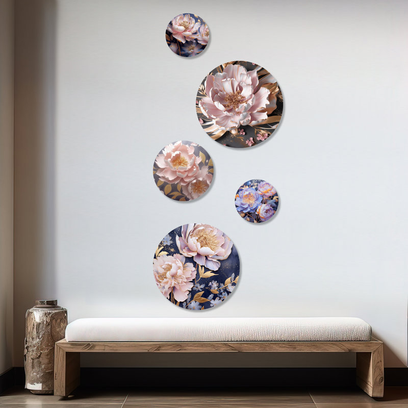 Gard - ensemble d'art mural rond 5 coquelicots coquelicots