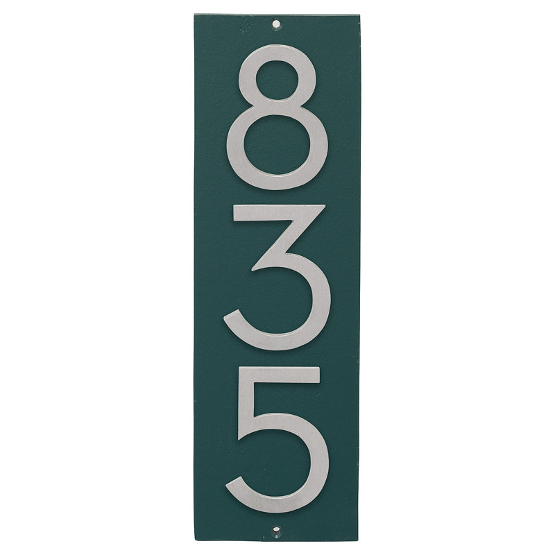 Plaque d'adresse murale sur 1 ligne, Vert chasseur / aluminium brossé, Oui