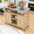 Miho Rolling Kitchen Island with Storage Cabinet, Grill Table with Stainless Steel Top and Spice Rack-541355122
