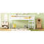 Lit mezzanine simple avec bois d'hévéa blanc, grand espace de rangement en dessous, lit plateforme à lattes renforcées stables-1267244114