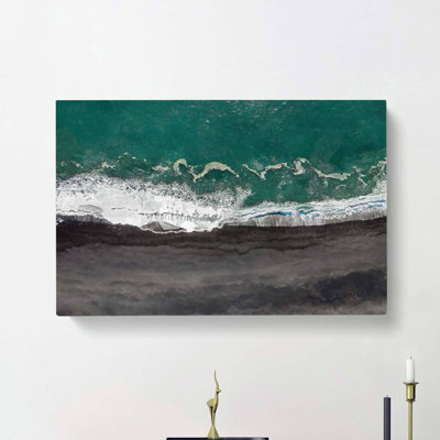Above The Black Sand Beach In Iceland - Wrapped Canvas