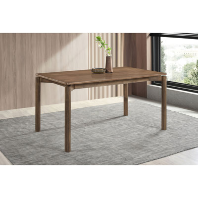 Mid - Century Modern 59 Inch Rectangular Natural Walnut Dining Table For Small Gatherings, Featuring Rounded Edges And Laminated Veneer Modern, Inch,
