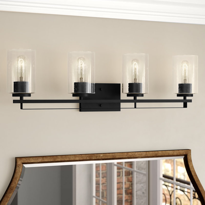 Éclairage pour salle de bain 4 lumières Hoff, Noir mat