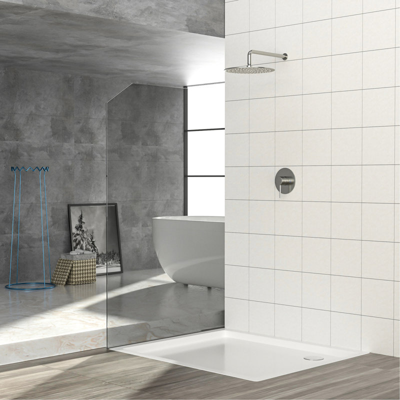 Brushed Nickel Shower Head - 10" Rainfall, -balanced Valve, Wall Mount, Easy To Install & Lightning Faucet , Rainfall Head,