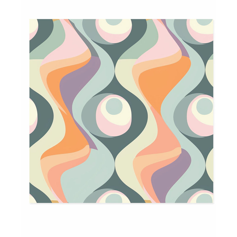«Abstract Abstract Groovy 70s Pattern II Retro», reproduction d'art non encadrée, H 28 po x l 28 po