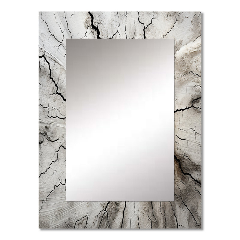 Tree Cut Stump Beauty I - miroir mural unique Redwood, miroir gris, impression sur métal, 32 po x 24 po