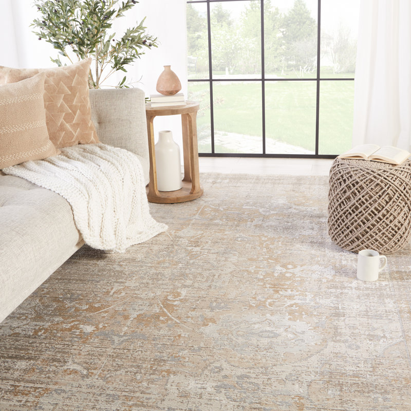 Tapis beige à motif abstrait Abery, Rectangle 5 pi 3 po x 7 pi 6 po