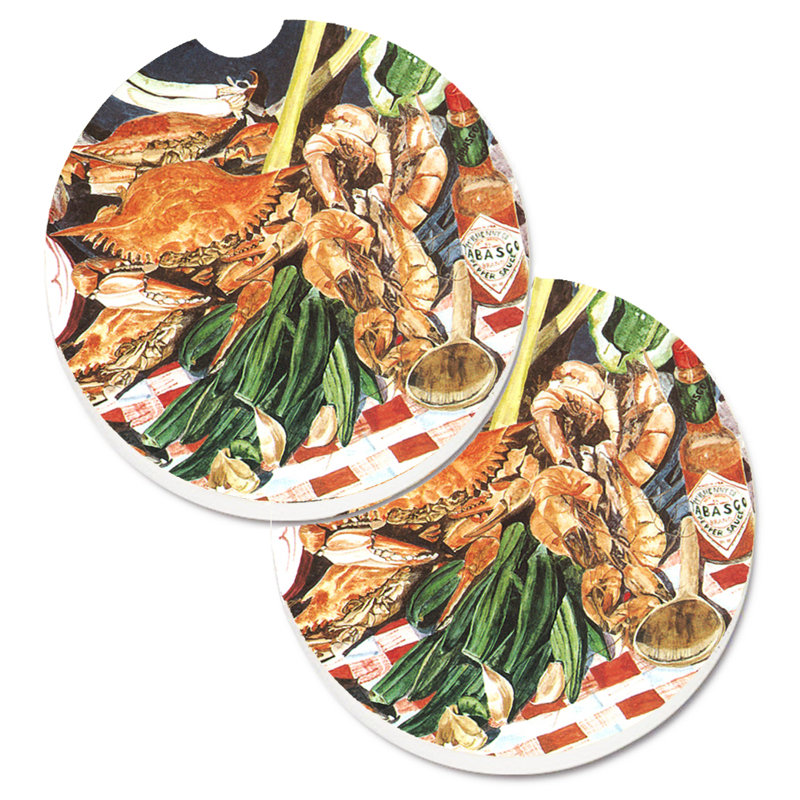 Ceramic Round 2 Piece Car Coaster Set