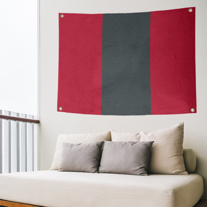 Tapisserie de polyester Las Vegas, H 50 po x l 59 po x P 1 po, Rouge / gris acier / rouge