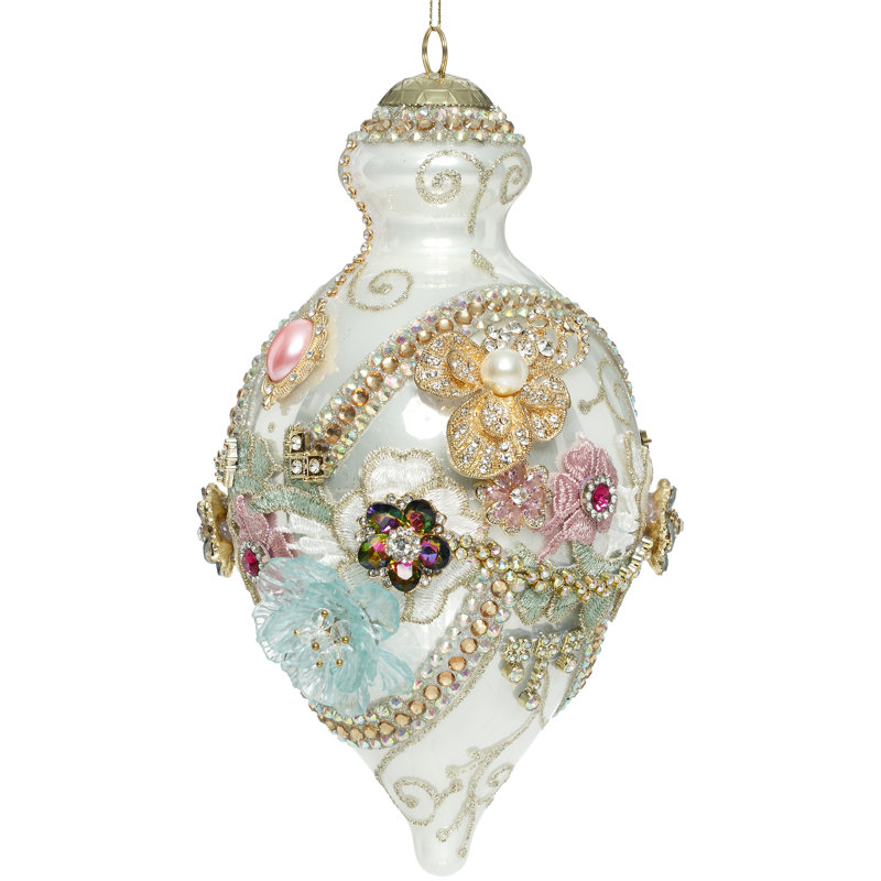 Kings Jewel Fancy Finial Ornament, White - 8 Inches