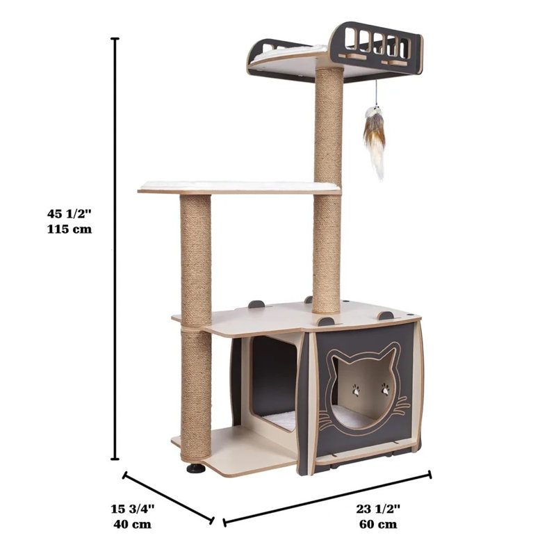 Tour pour chat à 45 niveaux et arbre à 45 niveaux - Poteaux à griffer, escalade, jeu et repos pour plusieurs chats