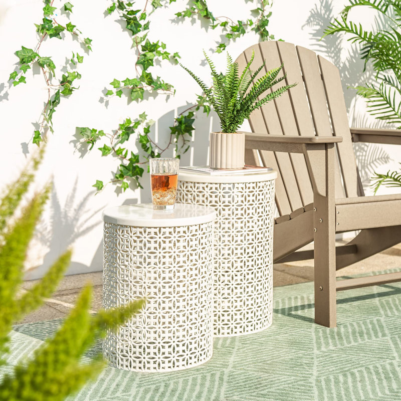Steel Top Nesting Tables, Cream White