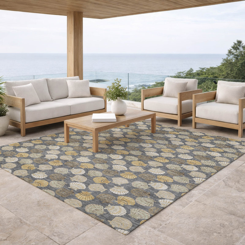 Tapis côtier intérieur / extérieur lavable à la machine ACN2986, Gris, 5 pi x 7 pi 6 po