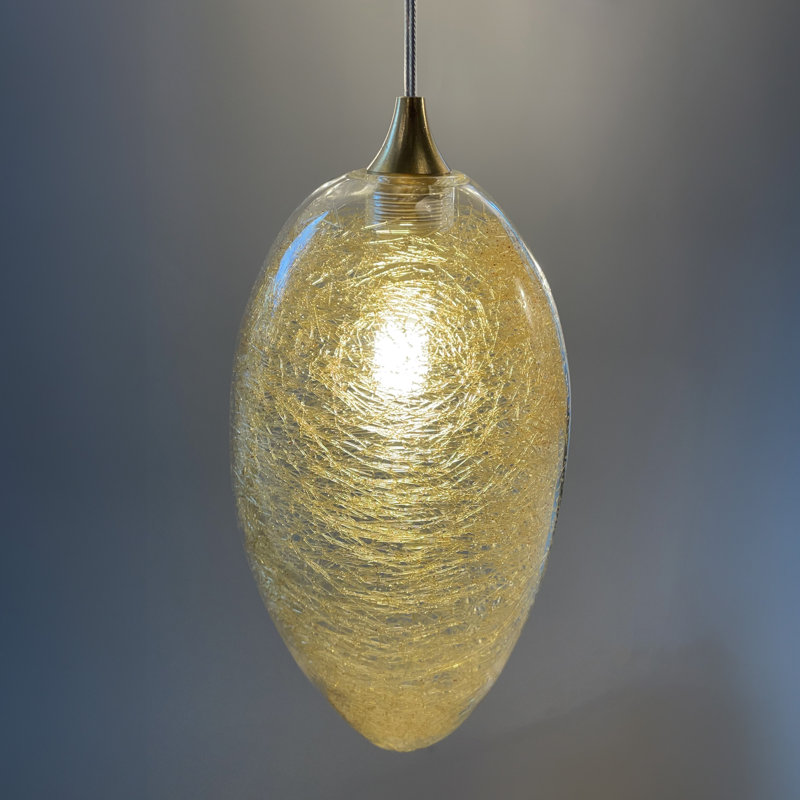 Luminaire suspendu simple 1 lumière Mist, Nickel satiné, Miel