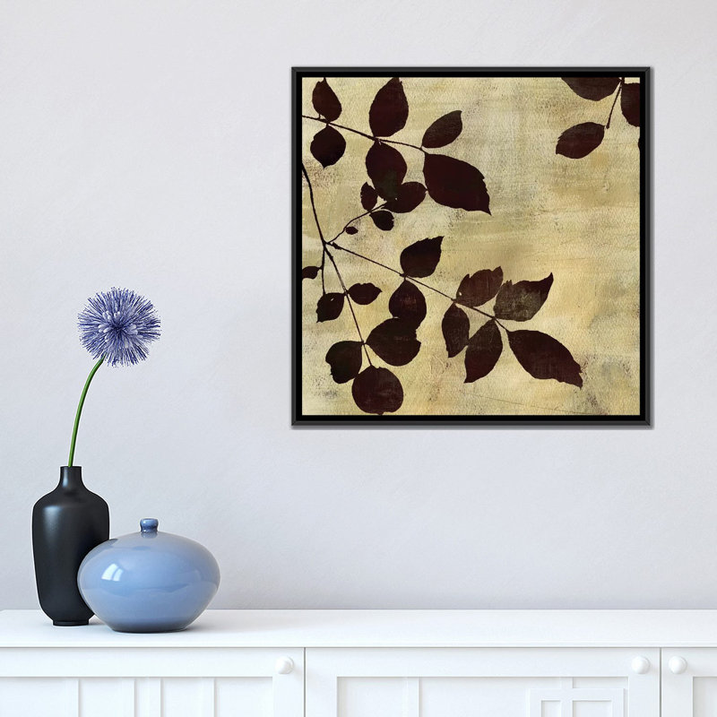«Leaf Study», impression sur toile, H 18 po x l 18 po x P 1,5 po, Toile avec cadre noir, Pas de tapis