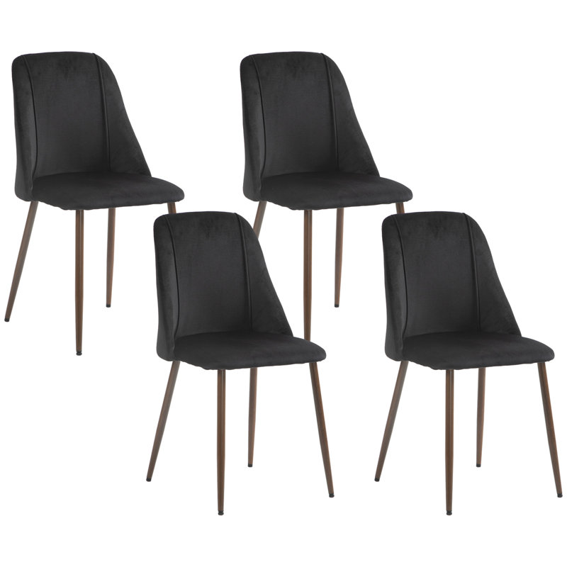 Ensemble de 4 chaises de salle à manger, chaise d'appoint avec revêtement en velours, Noir