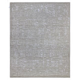 Hand Knotted Wool Abstract Area Rug in Cream