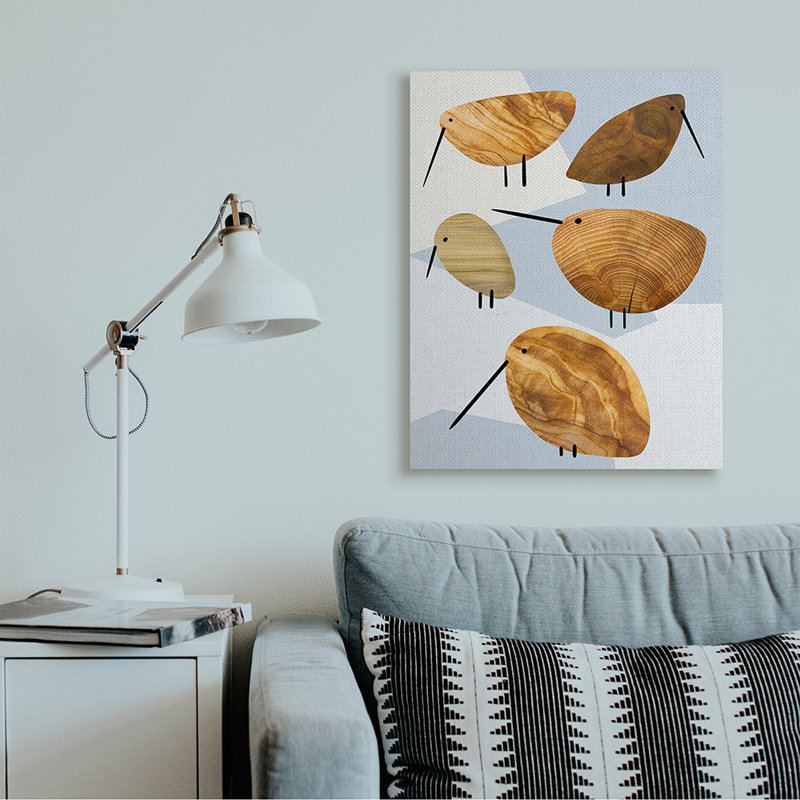 «Abstract Abstract Tree Birds Blue Geometric Shapes» par Daphne Polselli - impression d'art graphique, Toile tendue