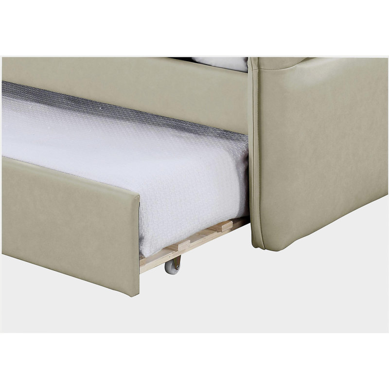 Daybed With a Trundle in Tan, Tan