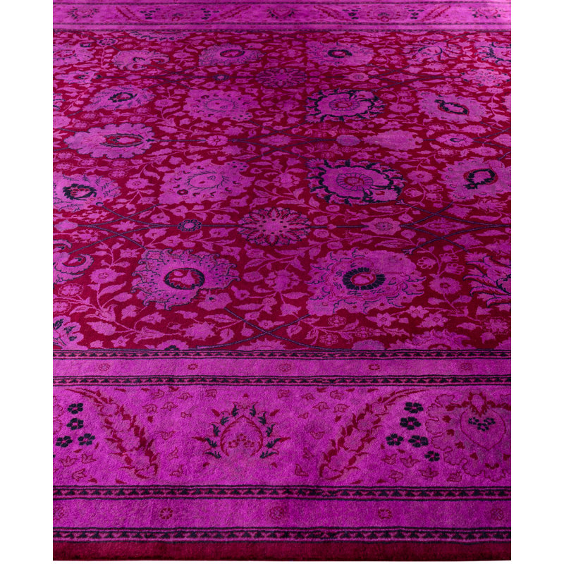 Overdyed Hand-Knotted Wool Modern-Contemporary Purple Area Rug 9' 1" x 11' 10"