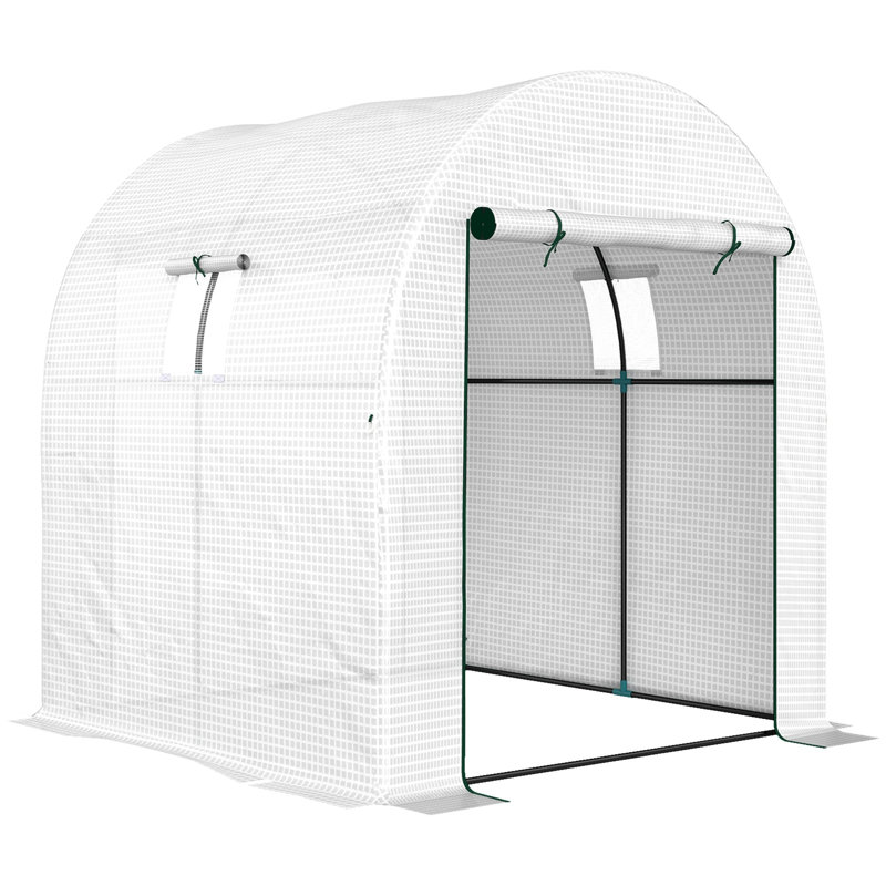 Walk-In Polytunnel Greenhouse 180x180x200cm Steel Frame Plant Growing Tent，White, White